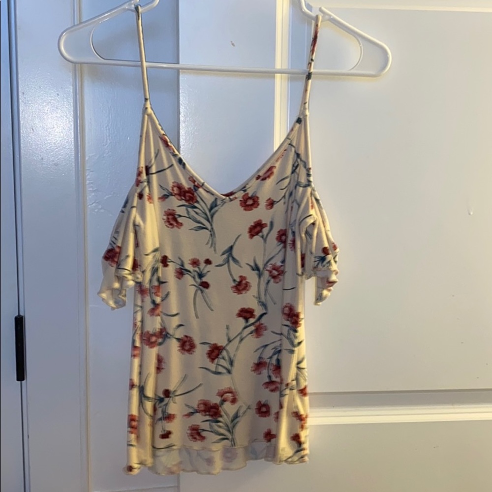 Flower Print Off the shoulder tee